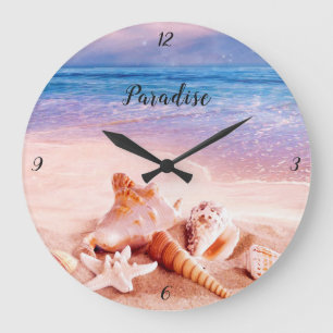Grande Horloge Ronde Les coquillages du Sea Beach Paradise