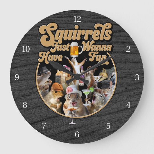 Grande Horloge Ronde Les Écureuils Veux Juste S'Amuser (Recto)