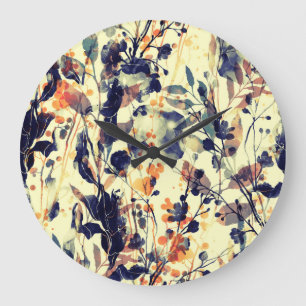 Grande Horloge Ronde Les empreintes de la nature : Feuilles floraux san