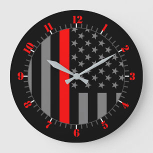 Grande Horloge Ronde Les Etats-Unis marquent la ligne rouge mince