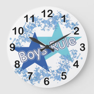 Grande Horloge Ronde Les étoiles bleues de règle de garçons ont