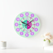 Grande Horloge Ronde Les filles apprennent à dire l'heure mauve mauve h (Maison)