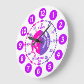 Grande Horloge Ronde Les filles apprennent à dire l'heure rose violet e (Angle)
