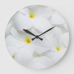 Grande Horloge Ronde Les fleurs de Lei de Plumeria ont personnalisé la