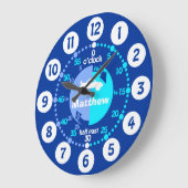 Grande Horloge Ronde Les garçons apprennent à dire à l'heure bleu nommé (Angle)