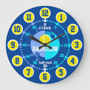 Grande Horloge Ronde Les garçons apprennent à dire le temps bleu vert j