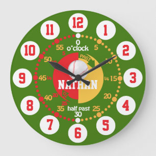 Grande Horloge Ronde Les garçons apprennent à dire le temps rouge vert