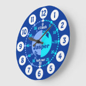 Grande Horloge Ronde Les garçons apprennent à dire l'heure bleu nommé h (Angle)