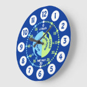 Grande Horloge Ronde Les garçons apprennent à dire l'heure bleu vert ho (Angle)