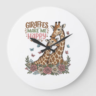 Grande Horloge Ronde Les girafes me rendent heureux design de chemise f