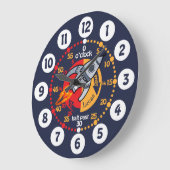 Grande Horloge Ronde Les gosses apprennent à tell time space rocket clo (Angle)