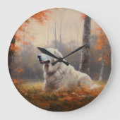 Grande Horloge Ronde Les grandes Pyrénées à l'automne Feuilles automne  (Recto)