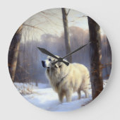 Grande Horloge Ronde Les Grands Pyrénées Laissent Neige Noël (Recto)