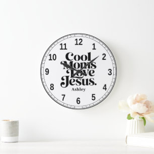 Grande Horloge Ronde Les mamans cool aiment Jésus