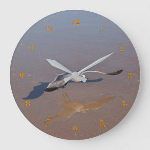 Grande Horloge Ronde Les mouettes réfléchissent et ombragent sur le s