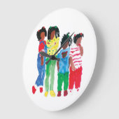 Grande Horloge Ronde Les Petites Filles Noires "De Retour" (Angle)