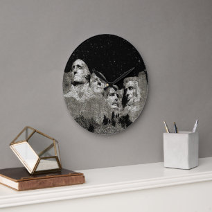 Grande Horloge Ronde Les Présidents Montent Rushmore Art Graphique, Hor