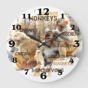 Grande Horloge Ronde Les singes