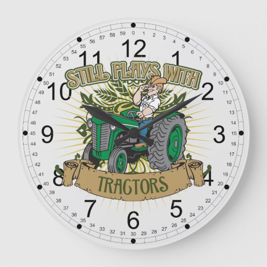 Grande Horloge Ronde Les Tractors verts (Recto)