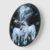 Grande Horloge Ronde Les Unicorns du Mur de Moonlight (Angle)