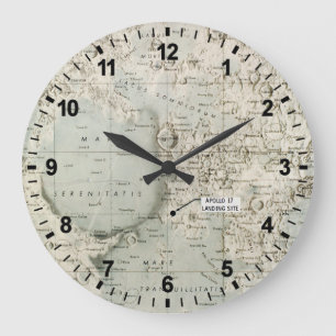 GRANDE HORLOGE RONDE L'ESPACE : LUNE MAP, 1972