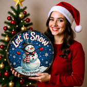 Grande Horloge Ronde Let It Snow Happy Holidays