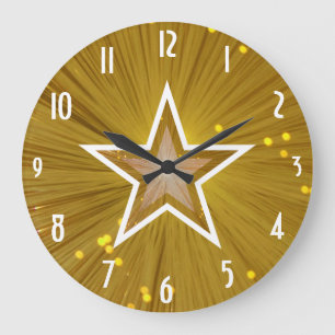 Grande Horloge Ronde " L'étoile "de "or numérote" l'horloge ronde