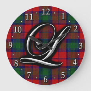 Grande Horloge Ronde Lettre Clan Lindsay Lindsey L Monogram Tartan