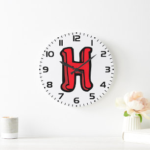 GRANDE HORLOGE RONDE LETTRE MAJUSCULE ROBE H
