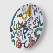 Grande Horloge Ronde Lettres grecques colorées (Angle)