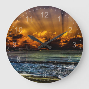 Grande Horloge Ronde Lever de soleil d'océan