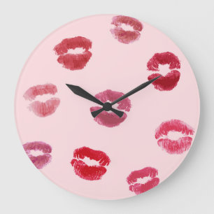 Grande Horloge Ronde Lèvres brillantes Imprimantes Valentine Motif