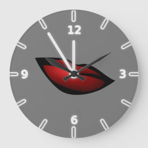 Grande Horloge Ronde Lèvres Rouges Tendances Féminines, Baiser