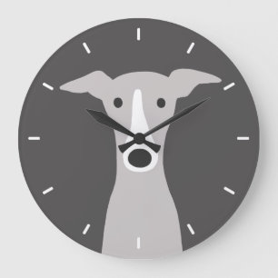 Grande Horloge Ronde Lévrier italien de lévrier mignon ou chien de