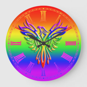 Grande Horloge Ronde LGBT Rainbow Pride Phoenix Rising