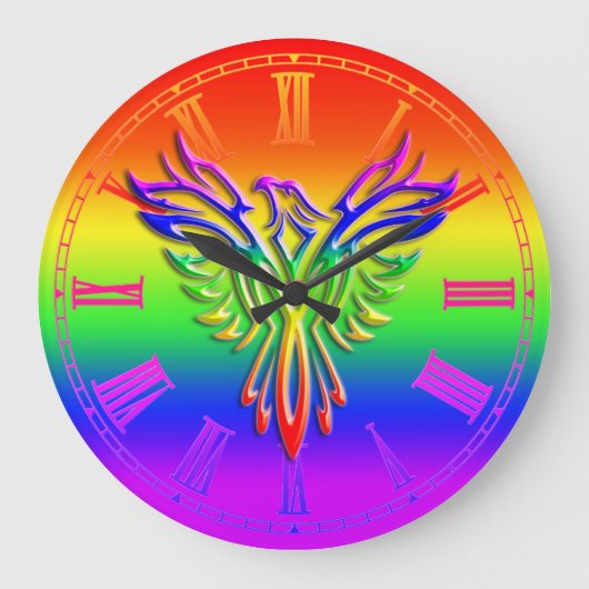 Grande Horloge Ronde LGBT Rainbow Pride Phoenix Rising (Recto)