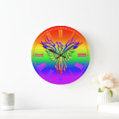 Grande Horloge Ronde LGBT Rainbow Pride Phoenix Rising (Maison)
