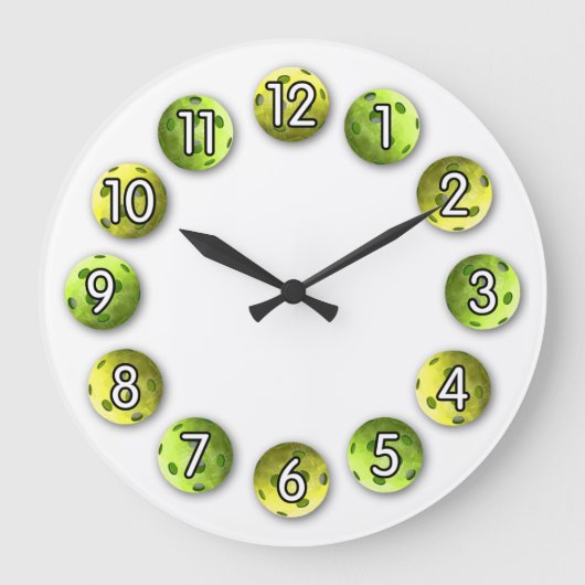 Grande Horloge Ronde L'heure du Pickleball - Vert/Blanc - (Recto)