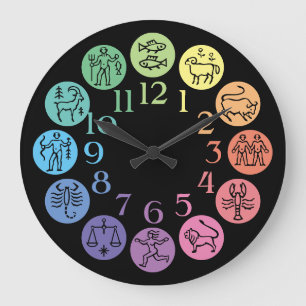 Grande Horloge Ronde L'horoscope coloré de roue de zodiaque signe