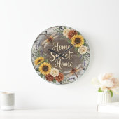Grande Horloge Ronde Libellule Florale Maison Douce Maison (Maison)