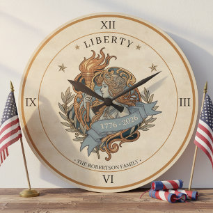 Grande Horloge Ronde Liberté Art Nouveau USA 250 Motif ID1303