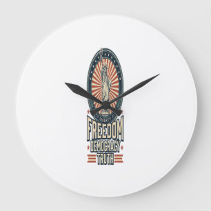 Grande Horloge Ronde Liberté Démocratie Vérité Vintage Chemise Patrioti
