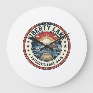 Grande Horloge Ronde Liberty Lake Patriotique Lac Life Vintage Patrioti