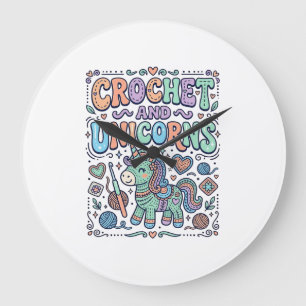 Grande Horloge Ronde Licorne au Crochet et Autocollant Licorne Kawaii e