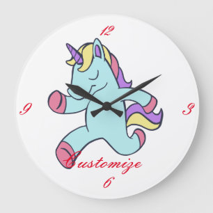 Grande Horloge Ronde Licorne bleue courant Thunder_Cove