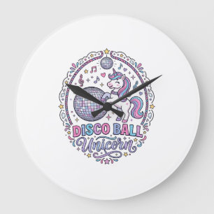Grande Horloge Ronde Licorne Boule de Disco Licorne Impression Ludique