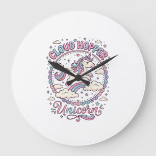 Grande Horloge Ronde Licorne Cloud Hopper Licorne Ludique Cadeau Mignon