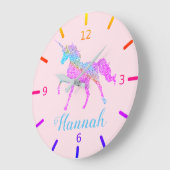 Grande Horloge Ronde Licorne Colorée (Angle)