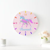 Grande Horloge Ronde Licorne Colorée (Maison)