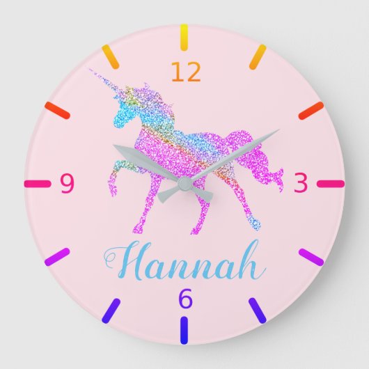 Grande Horloge Ronde Licorne Colorée (Recto)